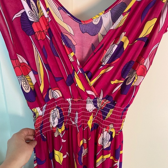 Maxi Disco Flowers Dress XL - XXL VTG 90’s do 70’s - Picture 4 of 6